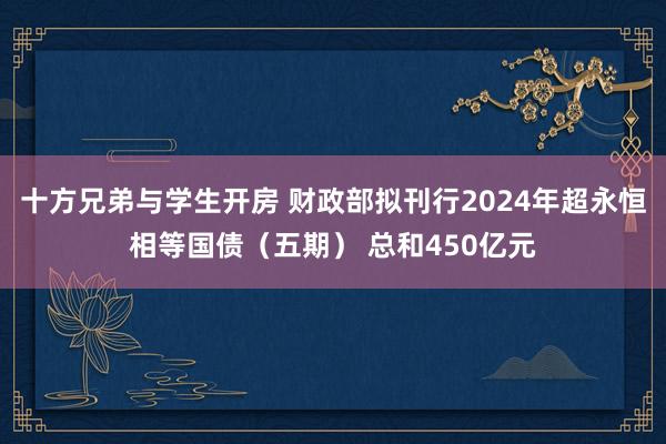 十方兄弟与学生开房 财政部拟刊行2024年超永恒相等国债（五期） 总和450亿元