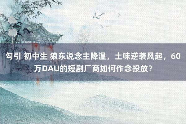 勾引 初中生 狼东说念主降温，土味逆袭风起，60万DAU的短剧厂商如何作念投放？