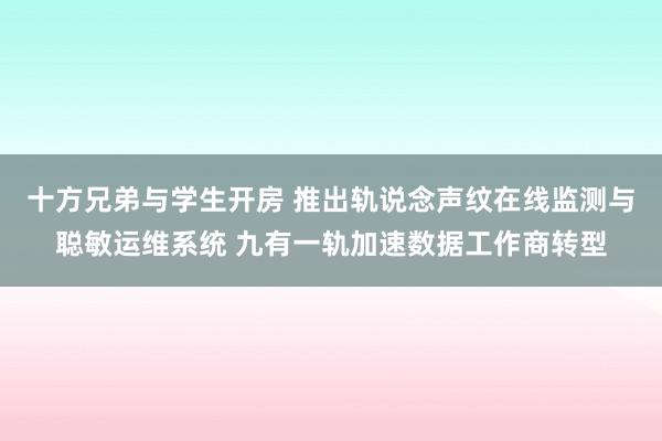 十方兄弟与学生开房 推出轨说念声纹在线监测与聪敏运维系统 九有一轨加速数据工作商转型