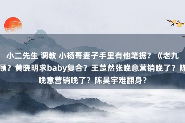 小二先生 调教 小杨哥妻子手里有他笔据？《老九门2》全员回顾？黄晓明求baby复合？王楚然张晚意营销晚了？陈昊宇难翻身？