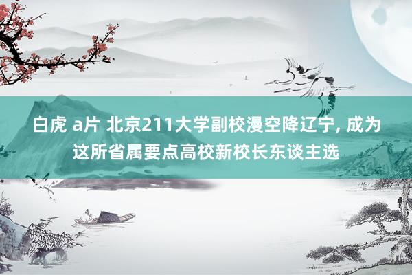 白虎 a片 北京211大学副校漫空降辽宁, 成为这所省属要点高校新校长东谈主选